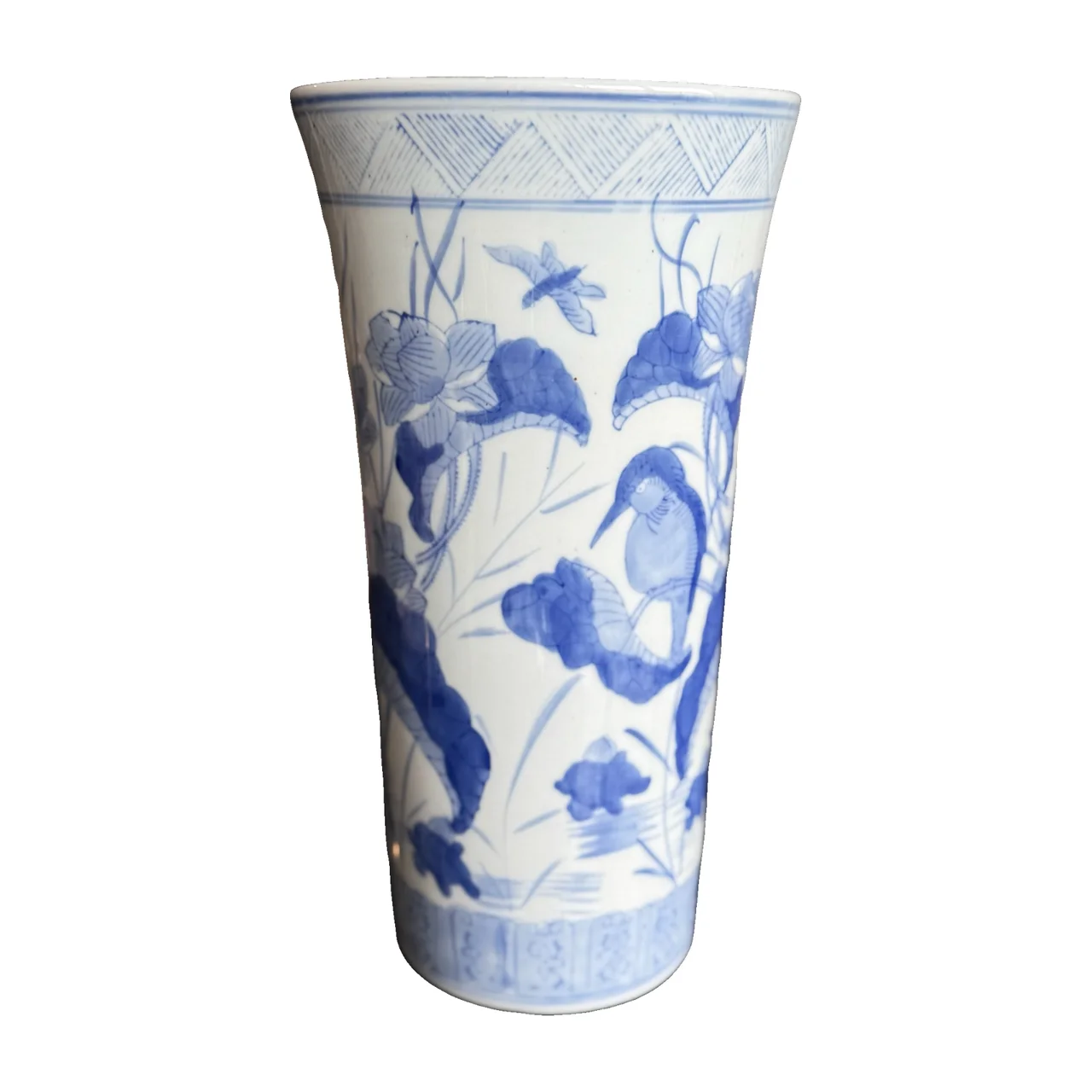 Kingfisher and Lotus Garden Vase