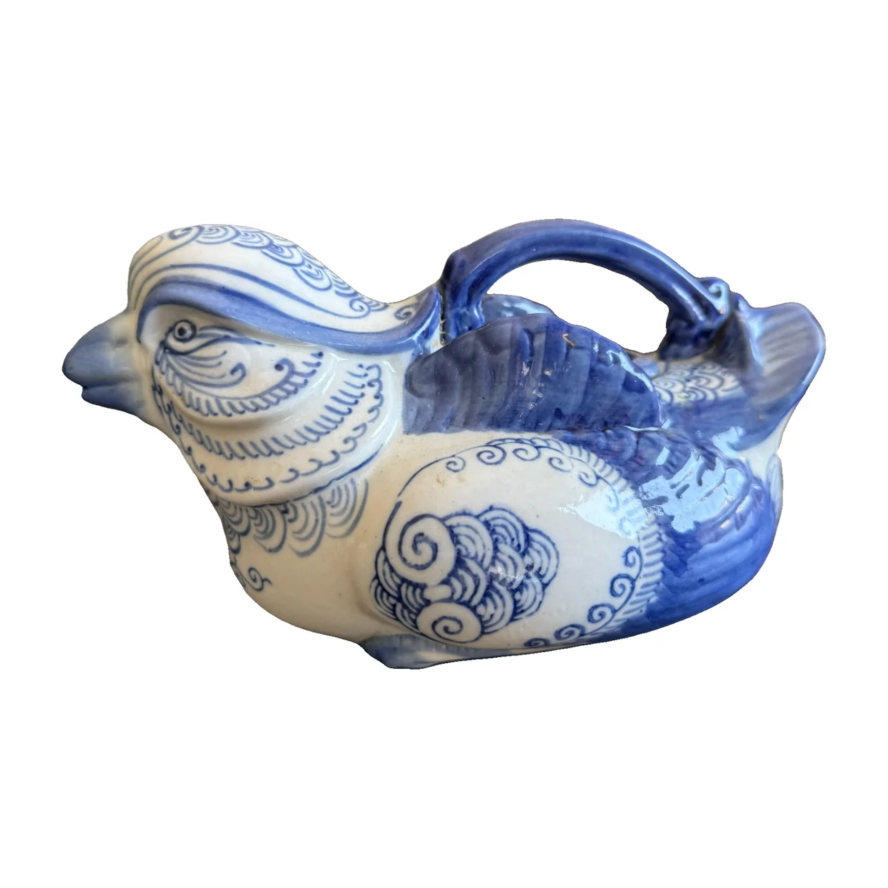 Blue and White Porcelain Duck-Form Vessel